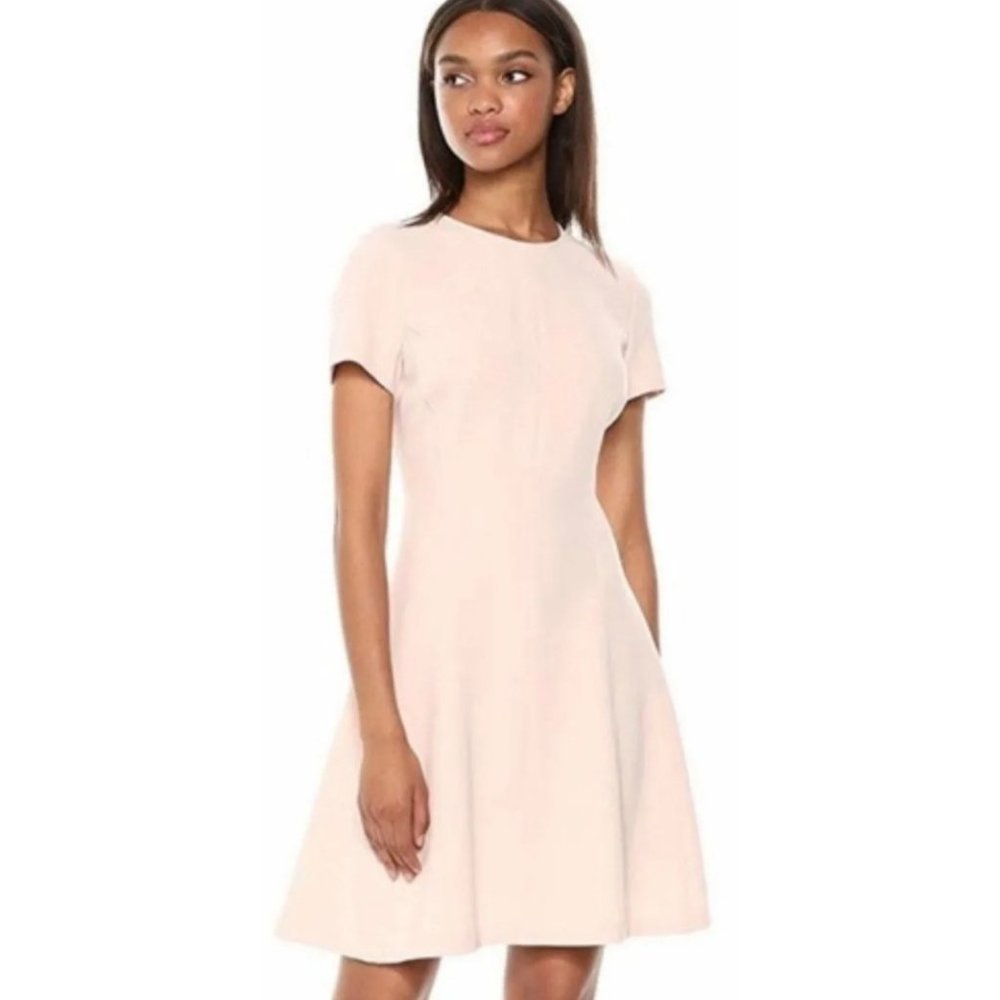 THEORY Crepe Modern Seamed Tan Mini Dress